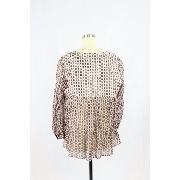 WEEKEND MAX MARA Pink Geometric Silk Voile Tasseled Tunic Blouse, Size M/L - Picture 3 of 13